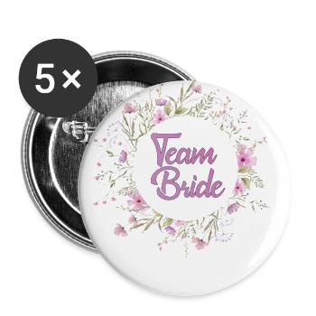 Team Bride Flower Wreath - Buttons large 2.2''/56 mm (5-pack) - white - Front