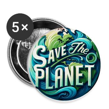 Sauvez la planète - Lot de 5 grands badges (56 mm) - blanc - Devant