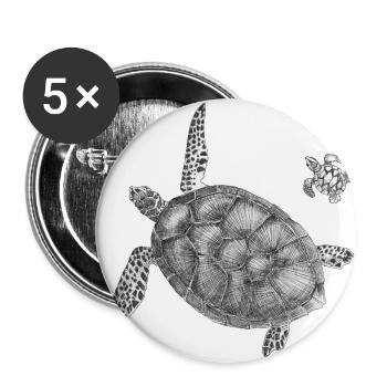 Tortues marines - Lot de 5 grands badges (56 mm) - blanc - Devant