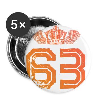 63 Zahl Krone - Buttons groß 56 mm (5er Pack) - Weiß - Vorne