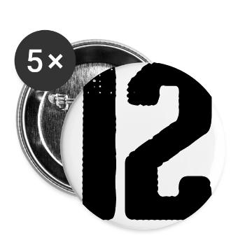 12 Zahl Trikot - Buttons groß 56 mm (5er Pack) - Weiß - Vorne