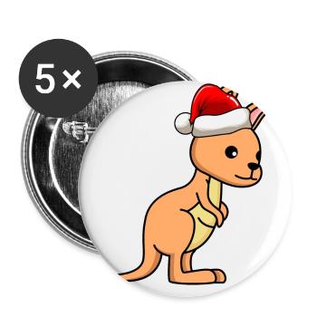 Kangourou BD Noël - Lot de 5 grands badges (56 mm) - blanc - Devant