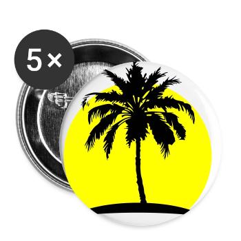 Palme Silhouette Symbol - Buttons groß 56 mm (5er Pack) - Weiß - Vorne