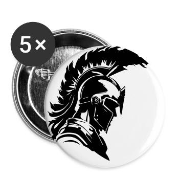 Krieger Sparta Helm Spartaner - Buttons groß 56 mm (5er Pack) - Weiß - Vorne