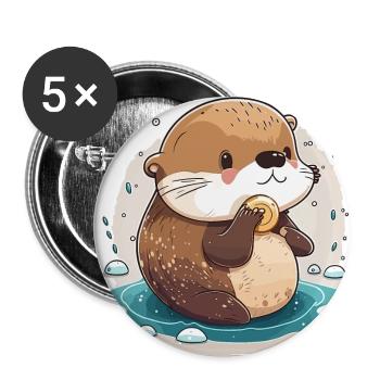 Sea Otter - Buttons large 2.2''/56 mm (5-pack) - white - Front