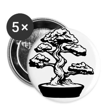 Tree Bonsai Symbol - Buttons large 2.2''/56 mm (5-pack) - white - Front