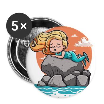 Schönheit am Strand - Buttons groß 56 mm (5er Pack) - Weiß - Vorne