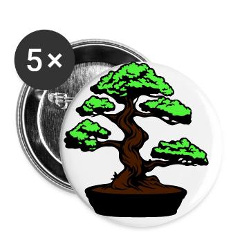 Baum Bonsai Symbol - Buttons groß 56 mm (5er Pack) - Weiß - Vorne