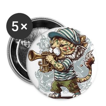 Lion Trumpeter - Buttons large 2.2''/56 mm (5-pack) - white - Front