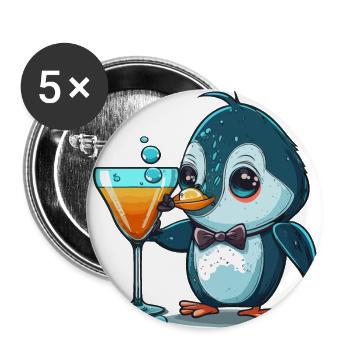 Fancy Penguin - Buttons large 2.2''/56 mm (5-pack) - white - Front