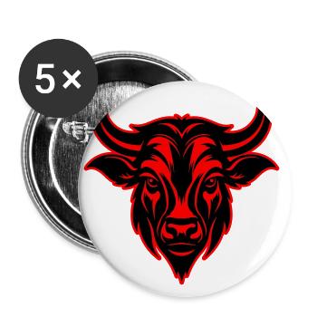 Bull Horns Head Silhouette - Buttons large 2.2''/56 mm (5-pack) - white - Front