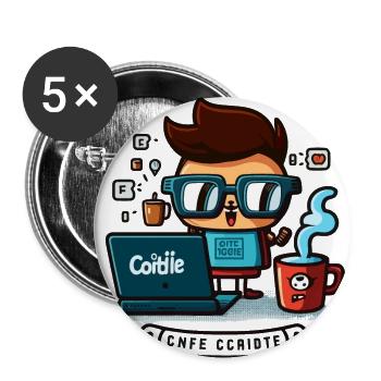 Alimentez votre codage avec de la caféine! - Lot de 5 grands badges (56 mm) - blanc - Devant