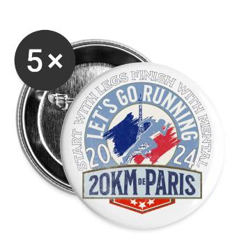 Lass uns in Paris laufen gehen 1 - Buttons groß 56 mm (5er Pack) - Weiß - Vorne