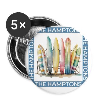 Surfen in den Hamptons - Buttons groß 56 mm (5er Pack) - Weiß - Vorne