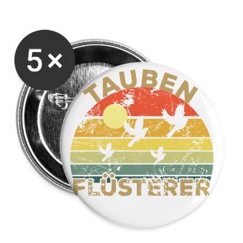 Tauben Flüsterer - Buttons groß 56 mm (5er Pack) - Weiß - Vorne