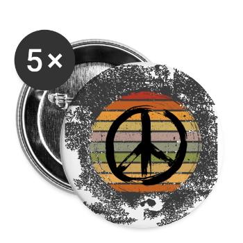 Peace - Buttons groß 56 mm (5er Pack) - Weiß - Vorne