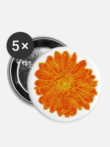 Bluete Impressionismus - Buttons groß 56 mm (5er Pack) - Weiß