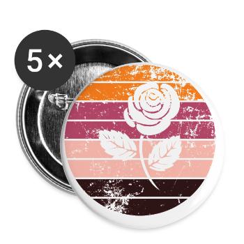 Rose - Lot de 5 grands badges (56 mm) - blanc - Devant