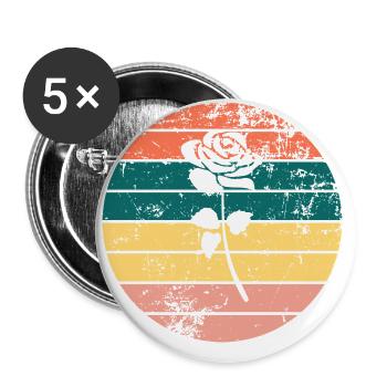 Rose - Buttons groß 56 mm (5er Pack) - Weiß - Vorne