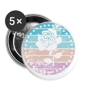 Rose - Lot de 5 grands badges (56 mm) - blanc - Devant