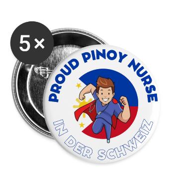 Pinoy Nurse Geschenk Krankenpfleger in der Schweiz - Buttons groß 56 mm (5er Pack) - Weiß - Vorne