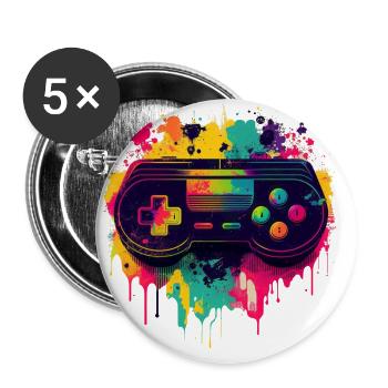 T-shirt rétro - Lot de 5 grands badges (56 mm) - blanc - Devant