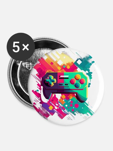 Retro Konsole - Buttons groß 56 mm (5er Pack) - Weiß