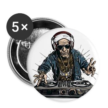 Cool best-ager man en tant que DJ, vieil homme en tant que DJ - Lot de 5 grands badges (56 mm) - blanc - Devant
