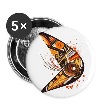 Australischer Bumerang mit Ethno Muster - Buttons groß 56 mm (5er Pack) - Weiß - Vorne