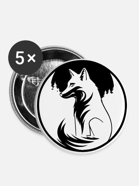 Fuchs - Buttons groß 56 mm (5er Pack) - Weiß