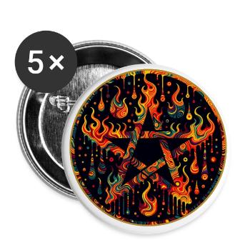 Pentagramme dans une couronne de flammes pentagramme brûlant - Lot de 5 grands badges (56 mm) - blanc - Devant