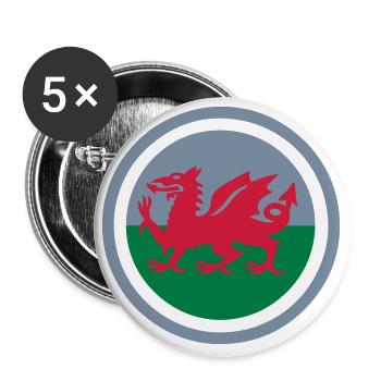 Wales Emblem - Buttons large 2.2''/56 mm (5-pack) - white - Front
