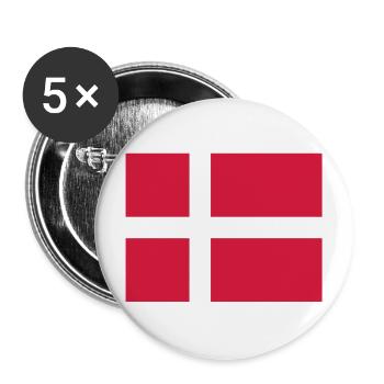 Drapeau national du Danemark - Lot de 5 grands badges (56 mm) - blanc - Devant