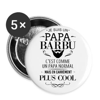 Papa Barbu - Lot de 5 grands badges (56 mm) - blanc - Devant