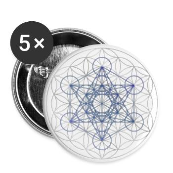 METATRONS WÜRFEL - Blume des Lebens - Buttons groß 56 mm (5er Pack) - Weiß - Vorne