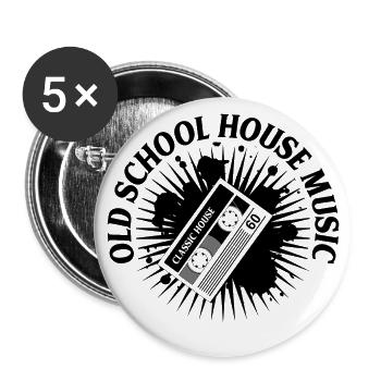 HOUSE MUSIC OLD SCHOOL ✫ T-Shirt - Buttons groß 56 mm (5er Pack) - Weiß - Vorne
