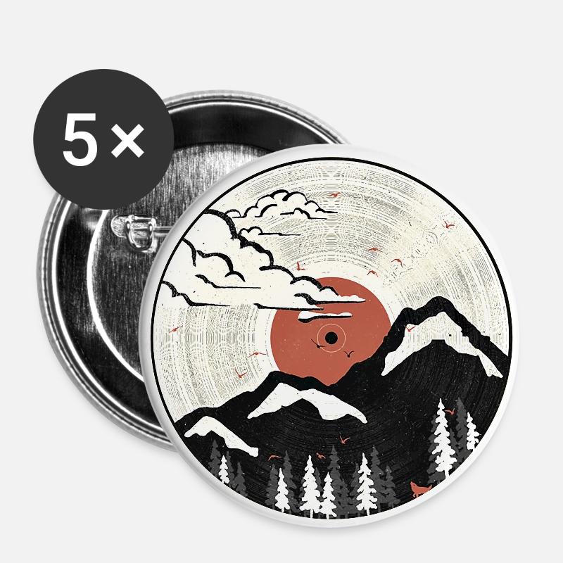 Mountain Sound Graphic - Buttons large 2.2''/56 mm (5-pack) - white