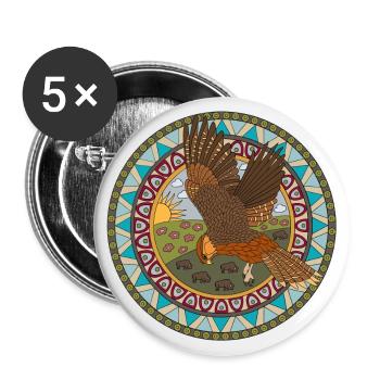 Indian Zodiac Hawk - Buttons large 2.2''/56 mm (5-pack) - white - Front