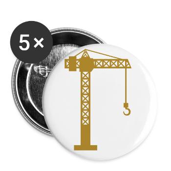Grue chantier - Lot de 5 grands badges (56 mm) - blanc - Devant