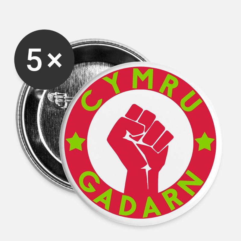 Cymru Gadarn - Buttons groß 56 mm (5er Pack) - Weiß
