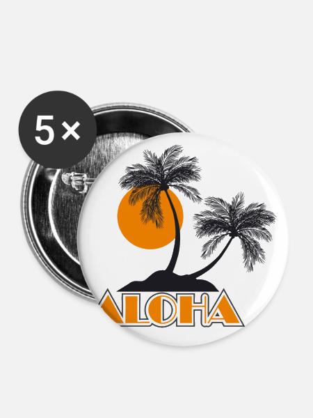 Aloha - Buttons groß 56 mm (5er Pack) - Weiß