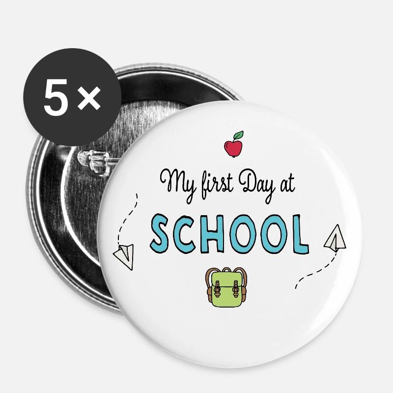 My first day at school - Buttons large 2.2''/56 mm (5-pack) - white