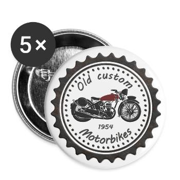 vaneemo® / Anciennes motos custom - Lot de 5 grands badges (56 mm) - blanc - Devant