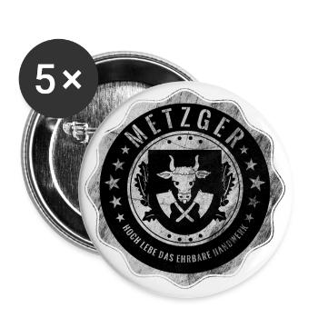 Metzger, Fleischer, Zunftwappen, Handwerker - Buttons groß 56 mm (5er Pack) - Weiß - Vorne