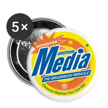Mainstream brainwashing - Buttons large 2.2''/56 mm (5-pack) - white - Front