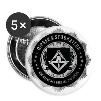 Gipser, Stuckateur, Handwerk, Zunftwappen - Buttons groß 56 mm (5er Pack) - Weiß - Vorne
