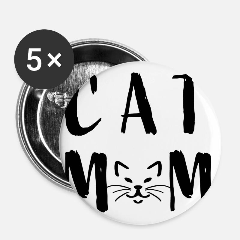 Cat mom - Buttons large 2.2''/56 mm (5-pack) - white