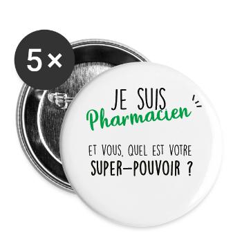 je suis pharmacien - Lot de 5 grands badges (56 mm) - blanc - Devant