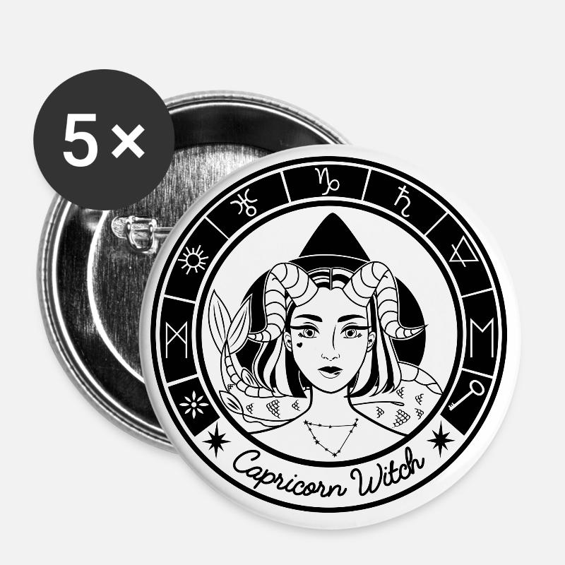 CAPRICORN WITCH - Buttons large 2.2''/56 mm (5-pack) - white