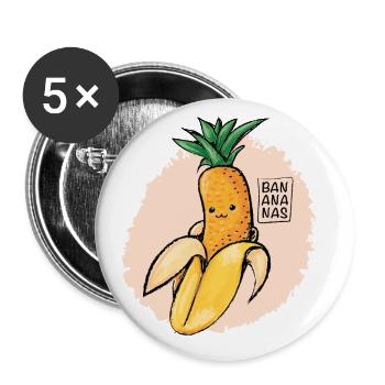 Banananas - Lot de 5 grands badges (56 mm) - blanc - Devant